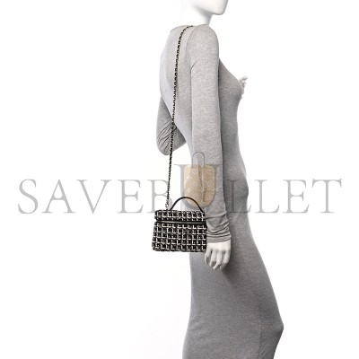 CHANEL TWEED QUILTED TOP HANDLE SLIM LONG VANITY BLACK ECRU WHITE AP4385 (19.5*17*5cm)